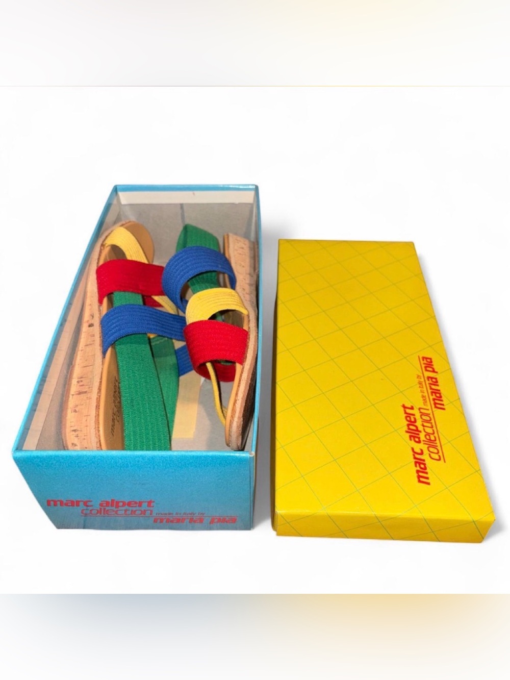 Marc Alpert Multicolor Elastic Strap Sandals - Green/Blue/Red/Yellow